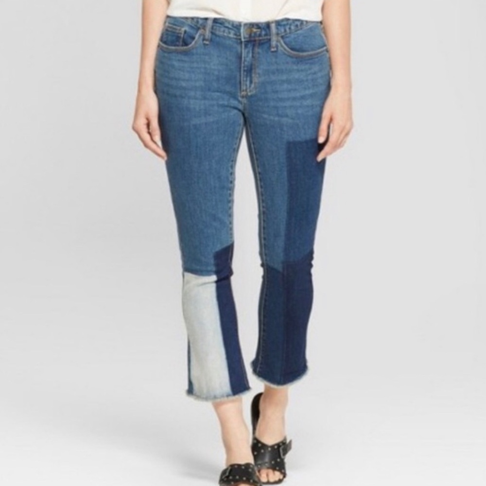Universal Thread Color Block Cropped Jeans